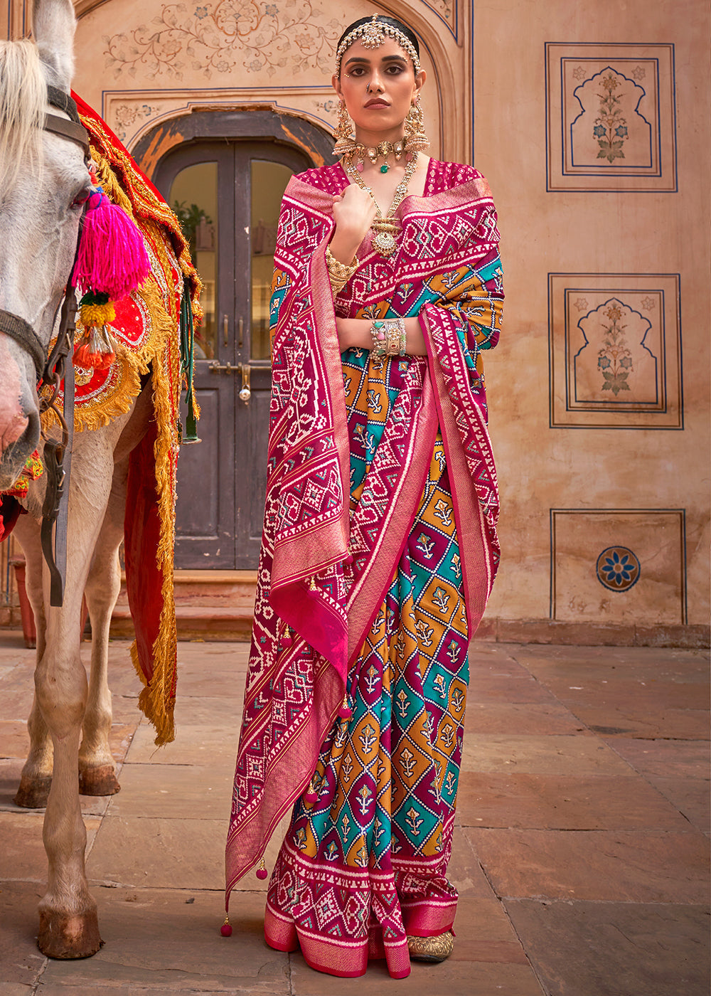 Barbie Pink Patola Printed Designer Silk Saree