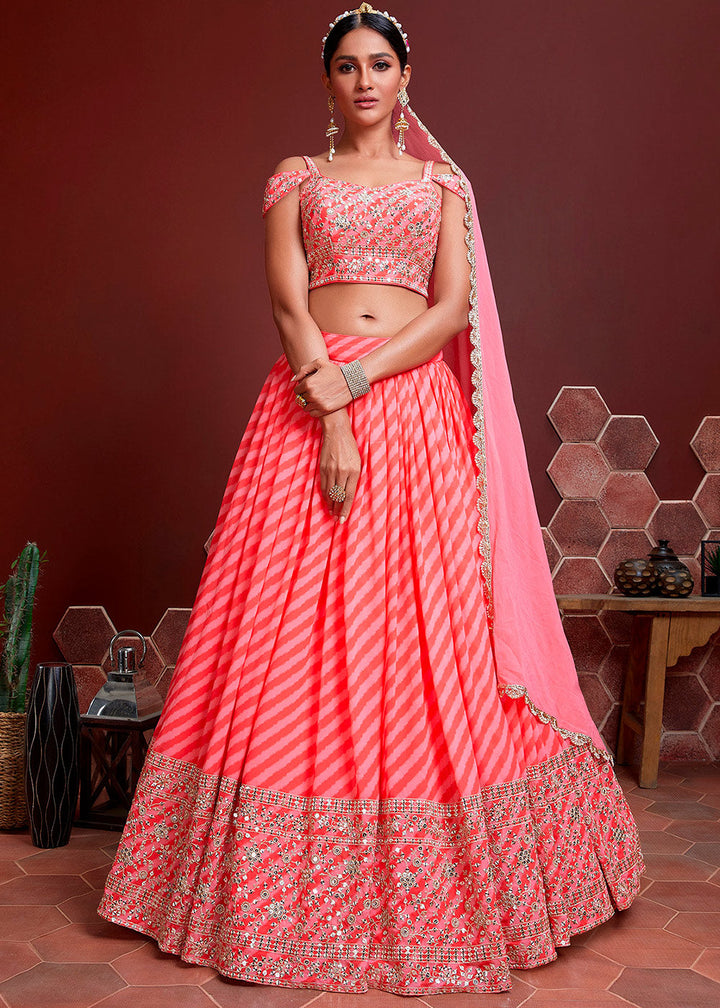 Shades Of Pink Printed Organza Lehenga Choli