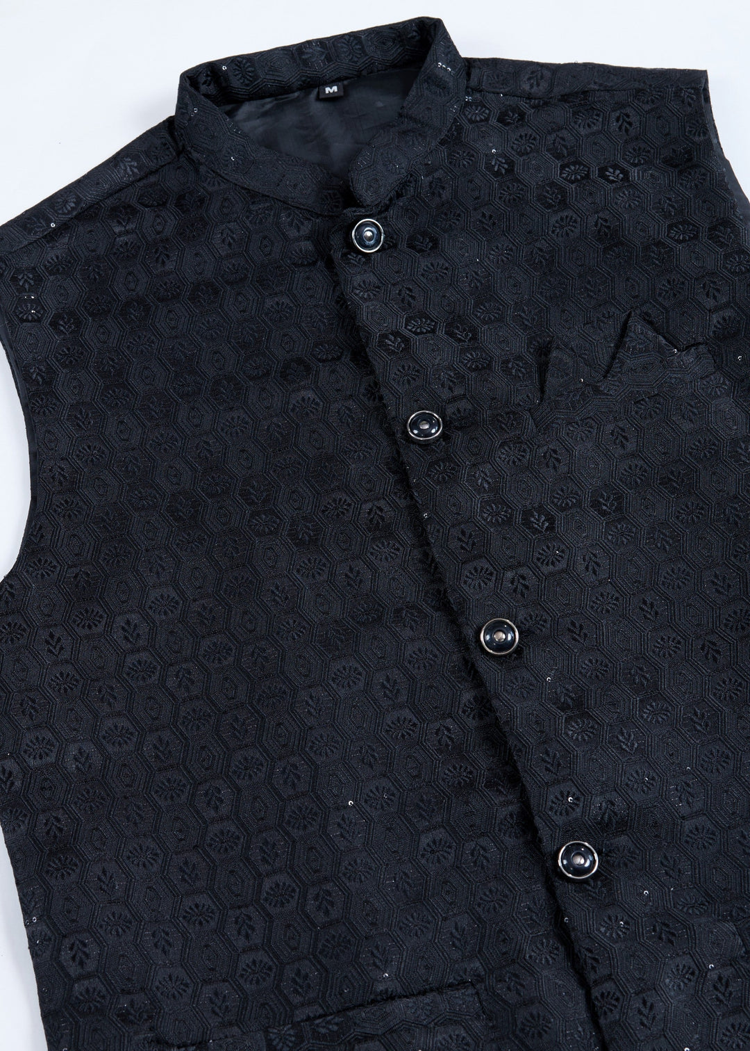 Black Mens Wear Koti Style with Kurta and Pajama