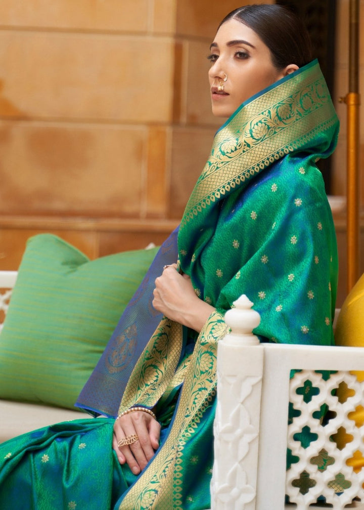 Sea Green Woven Kanjivaram Silk Saree