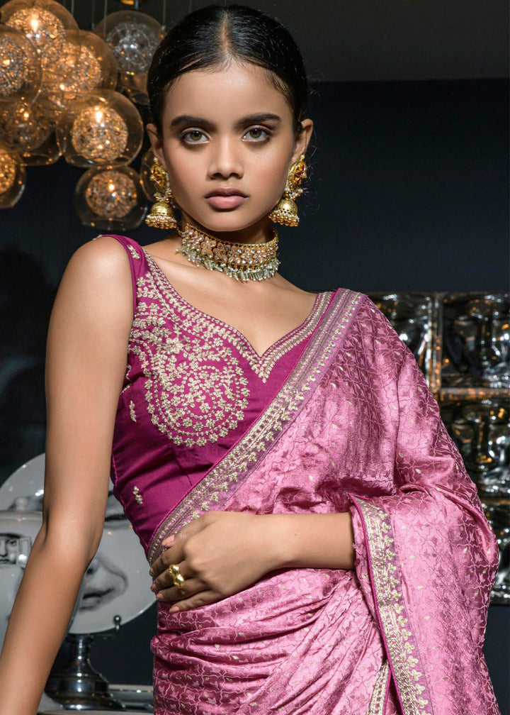 Shades Of Purple Viscose Satin Saree