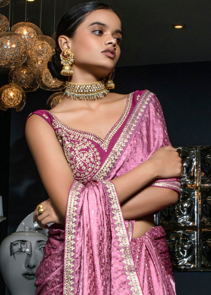 Shades Of Purple Viscose Satin Saree