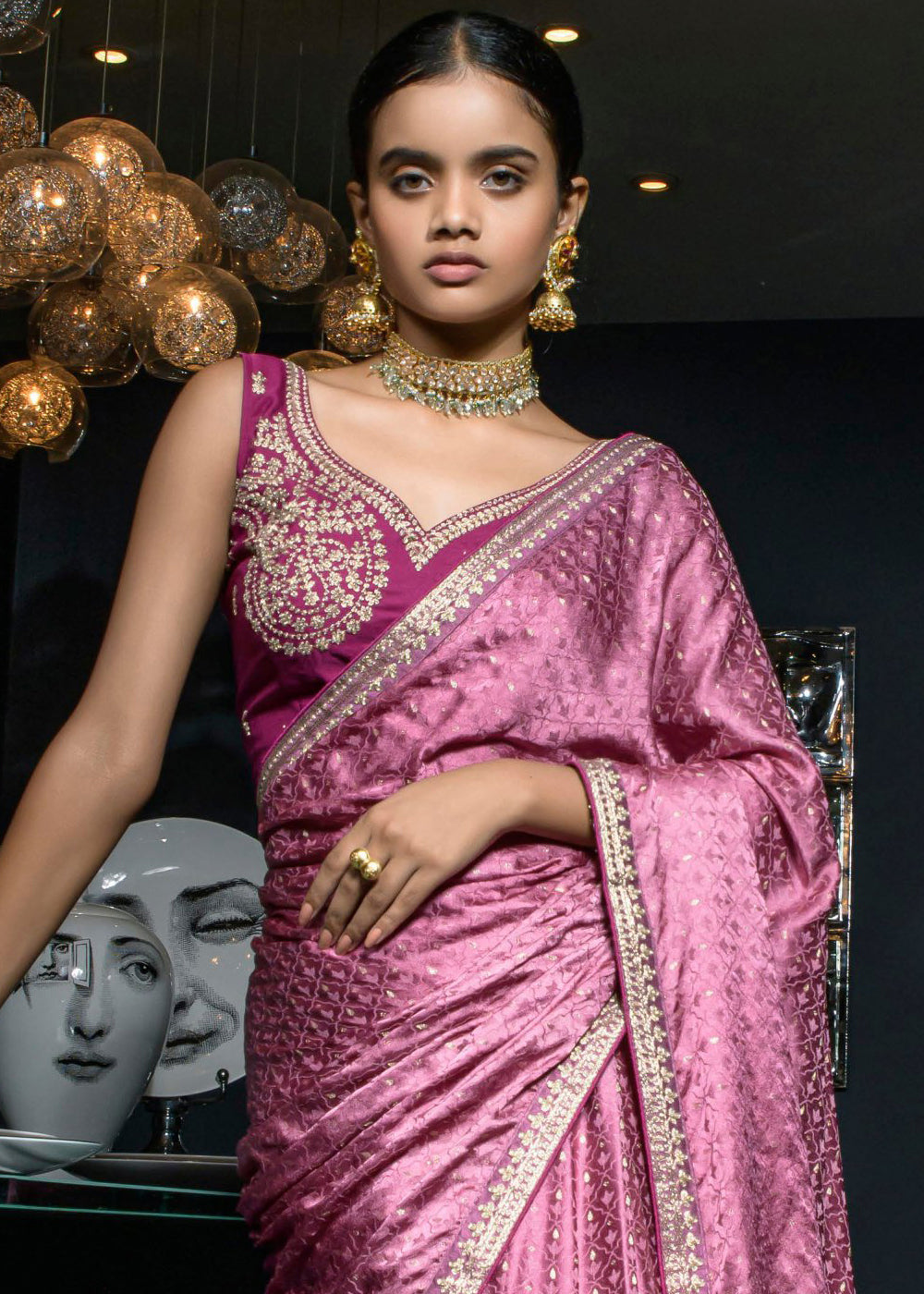 Shades Of Purple Viscose Satin Saree