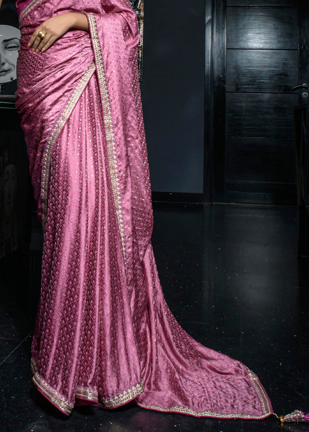 Shades Of Purple Viscose Satin Saree