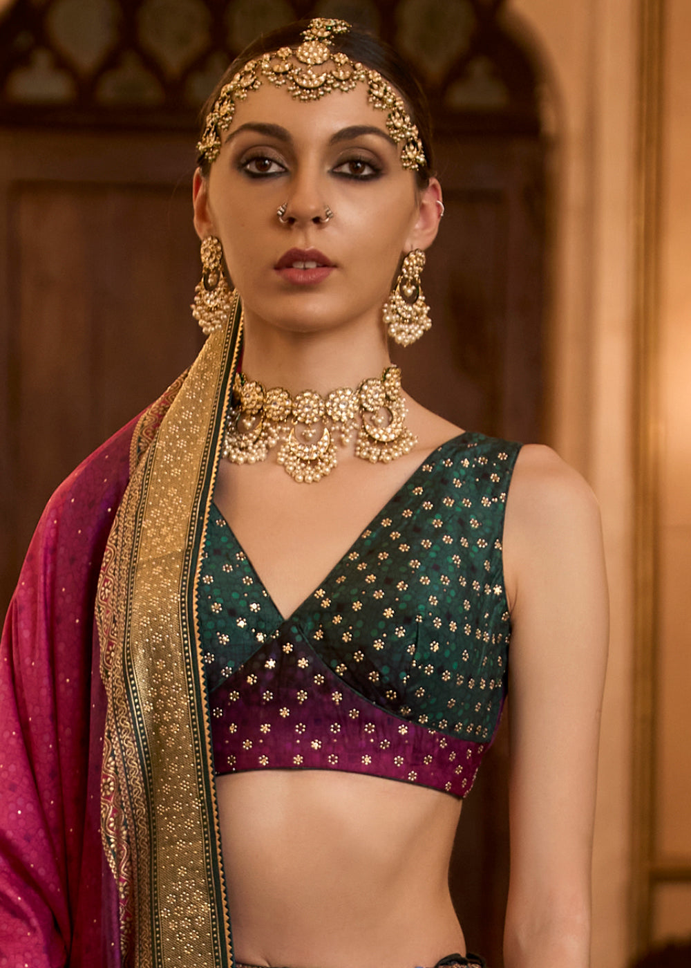 Shades Of Brown Ready to Wear Designer Silk Lehenga Choli with Sparkle & Aari Mirror work