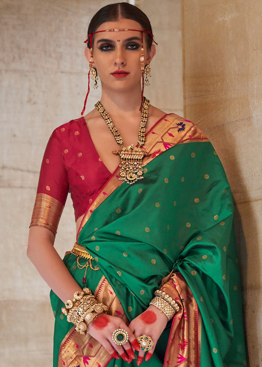 Munsell Green Paithani Silk Saree