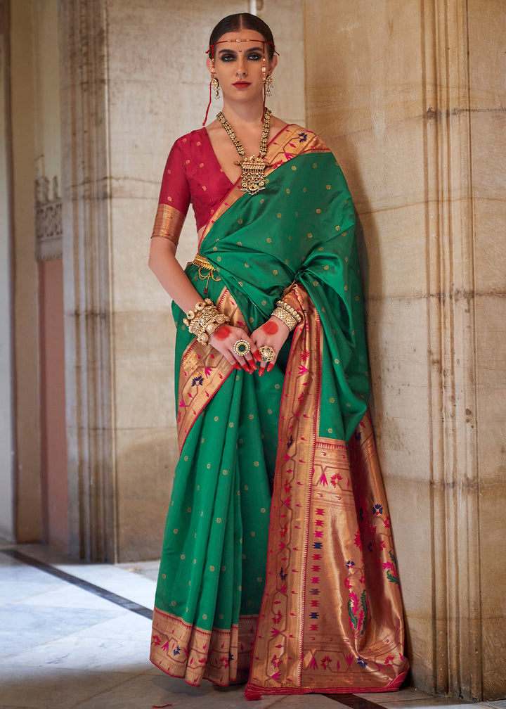 Munsell Green Paithani Silk Saree