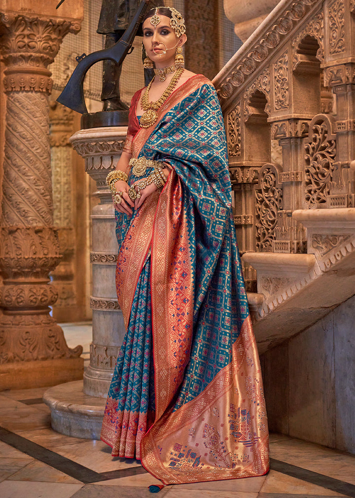 Cobalt Blue Banarasi Jacquard Silk Saree with Swarvoski work