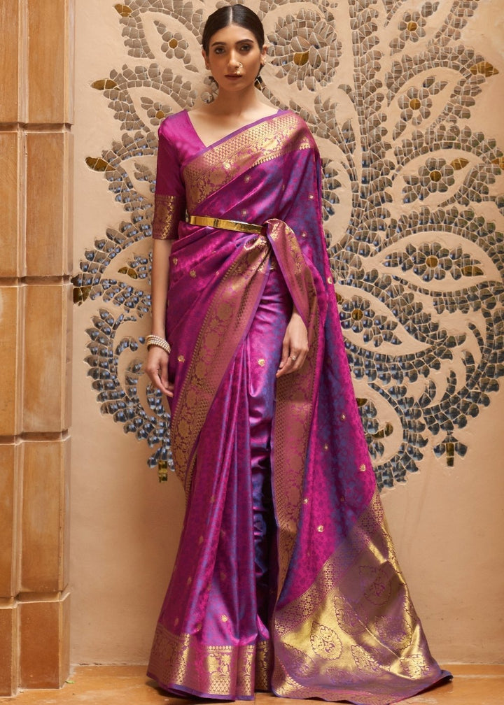 Lollipop Purple Woven Kanjivaram Silk Saree
