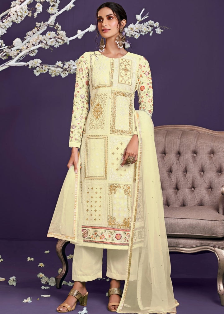 Blonde Yellow Georgette Pant Suit