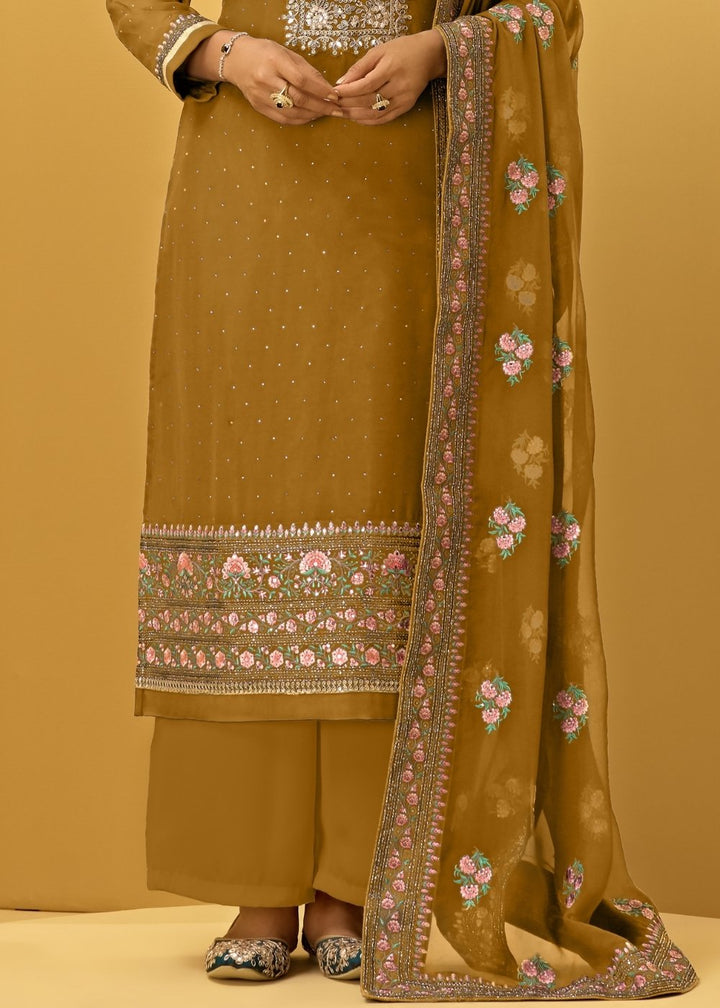 Mustard Yellow Georgette Palazzo Suit
