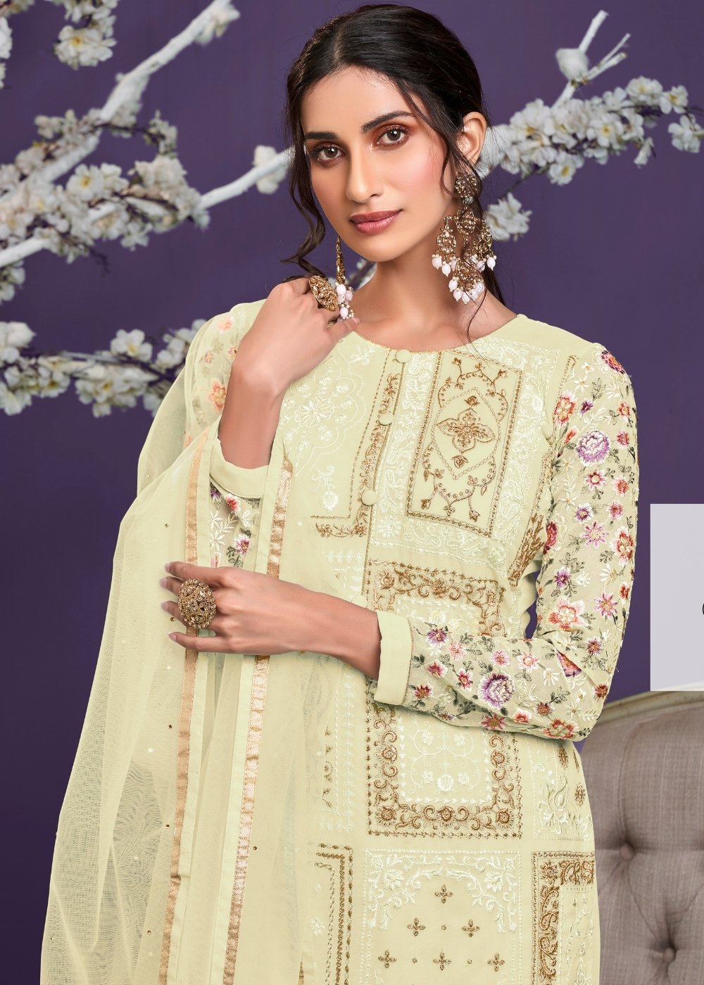 Blonde Yellow Georgette Pant Suit