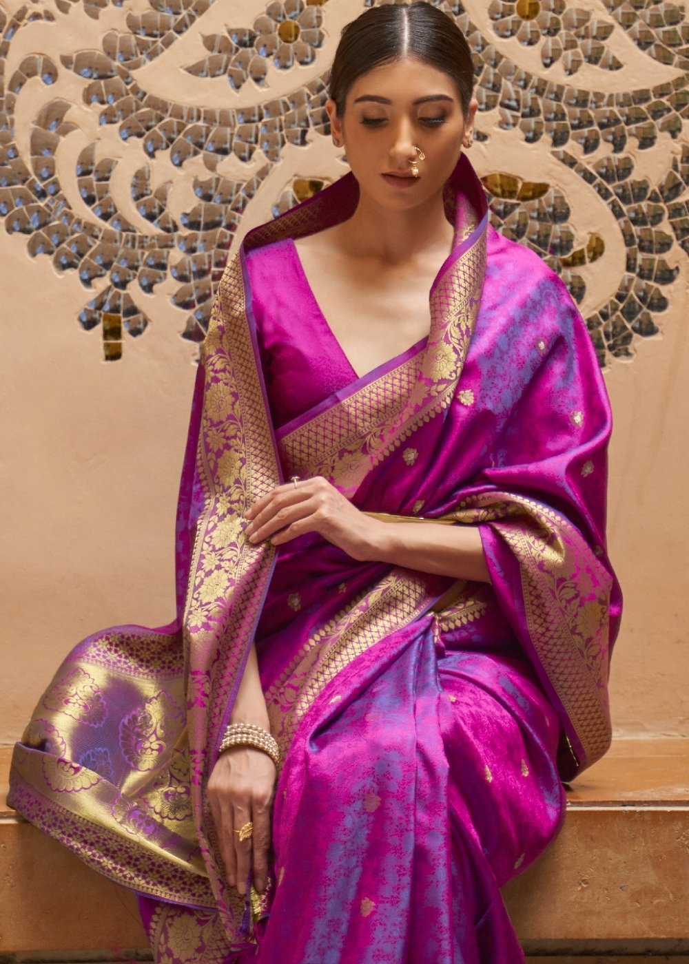 Lollipop Purple Woven Kanjivaram Silk Saree