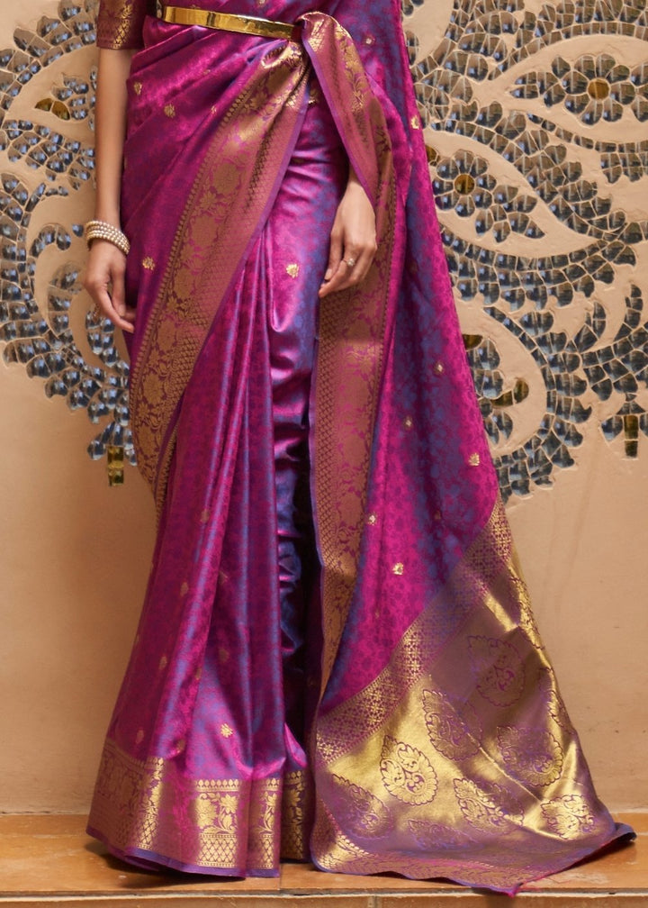 Lollipop Purple Woven Kanjivaram Silk Saree