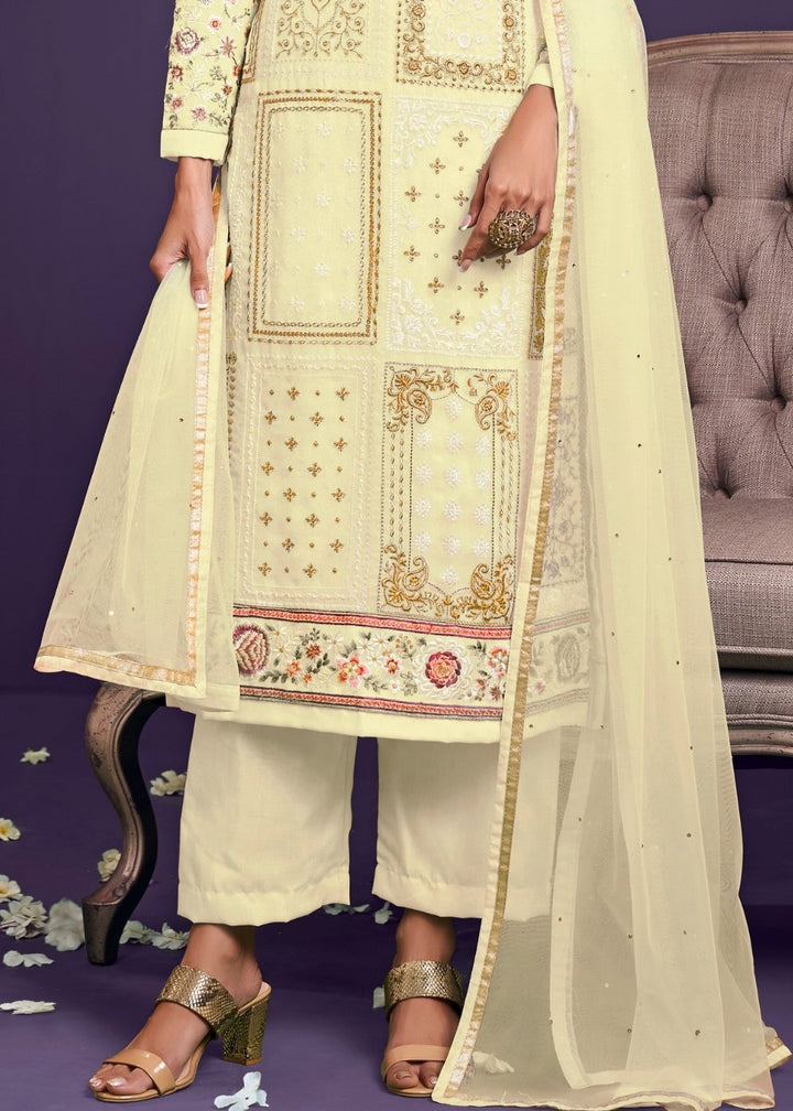 Blonde Yellow Georgette Pant Suit