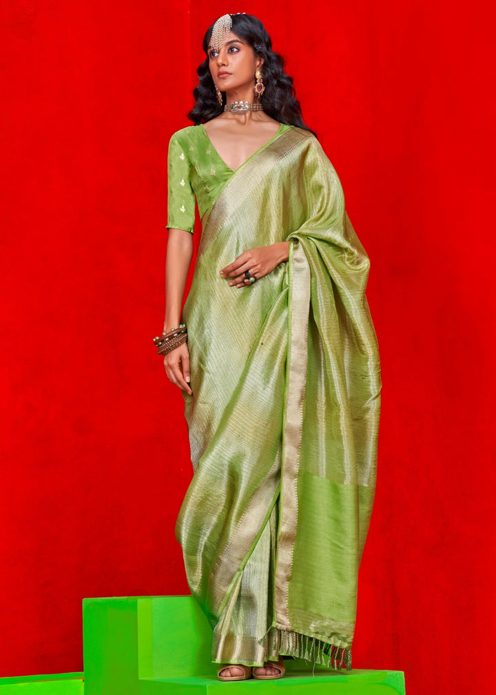 Green Viscose Tissue Silk Saree