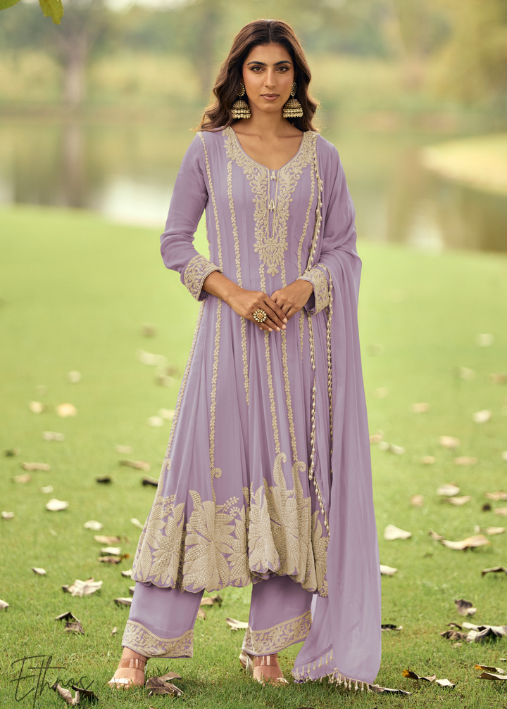 Lilac Purple Georgette Anarkali Suit