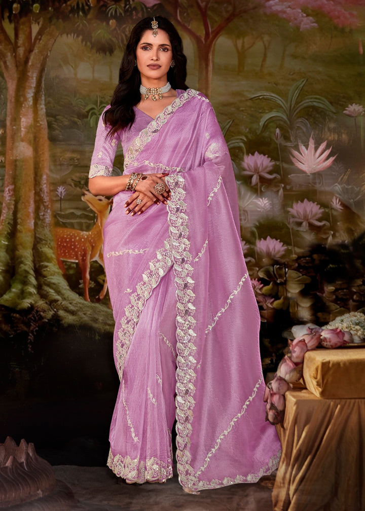Lavender Purple Cotton Silk Saree