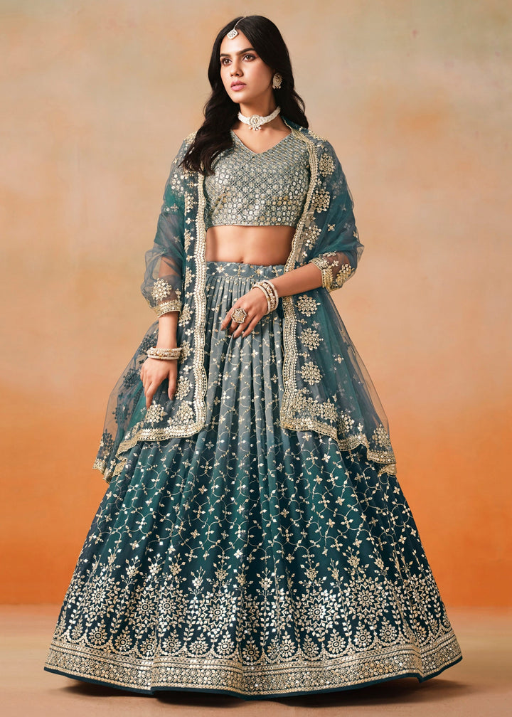 Dove Blue Georgette Lehenga Choli