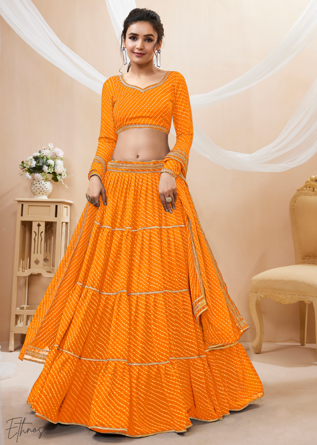 Tangrine Orange Georgette Lehenga Choli