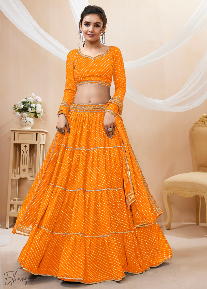 Tangrine Orange Georgette Lehenga Choli
