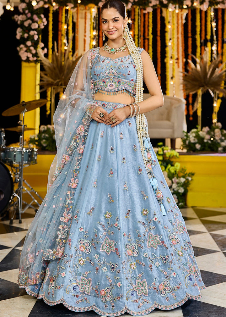 Sky Satin Silk Lehenga Choli