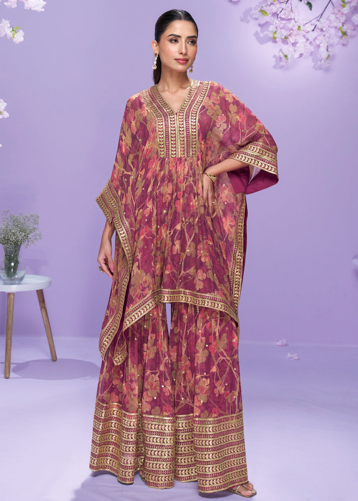 Mulberry Pink Georgette Kaftan Set