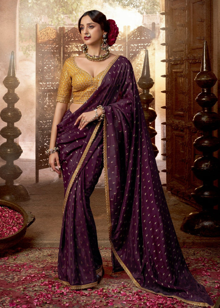 Burgandi Viscose Crepe Silk Saree