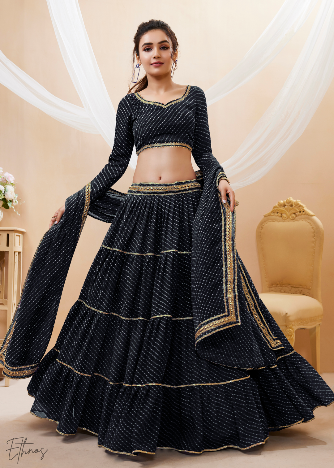 Obsidian Black Georgette Lehenga Choli