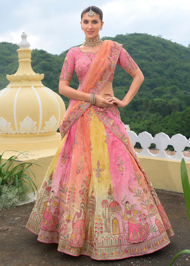 Multicolored Banarasi Silk Lehenga With Heavy Embroidery Work : Top Pick