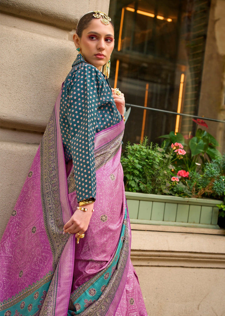Fuscia Pink Poly Viscose Silk Saree