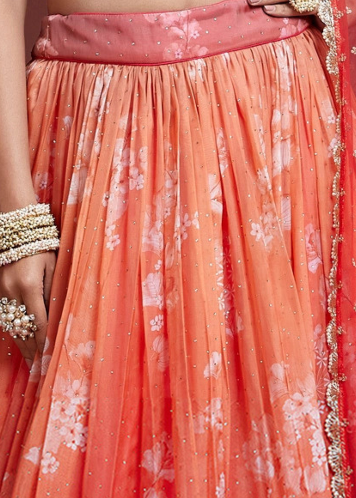 Shades Of Red Printed Organza