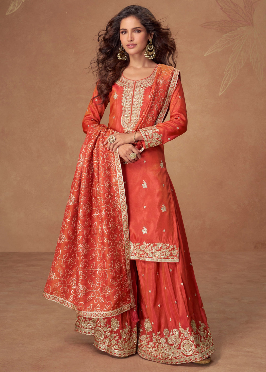 Rich Rust Orange Silk Salwar Suit