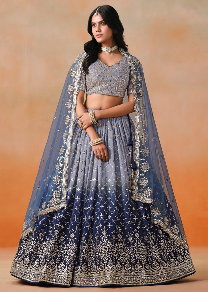 Navy Blue Georgette Lehenga Choli