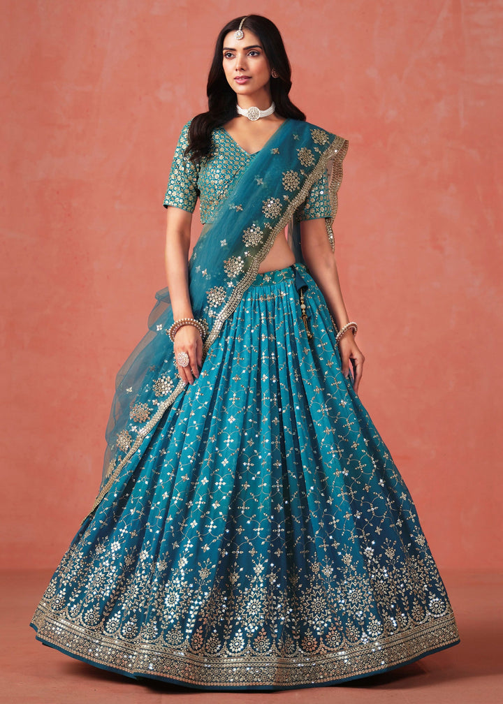 Rama Blue Georgette Lehenga Choli