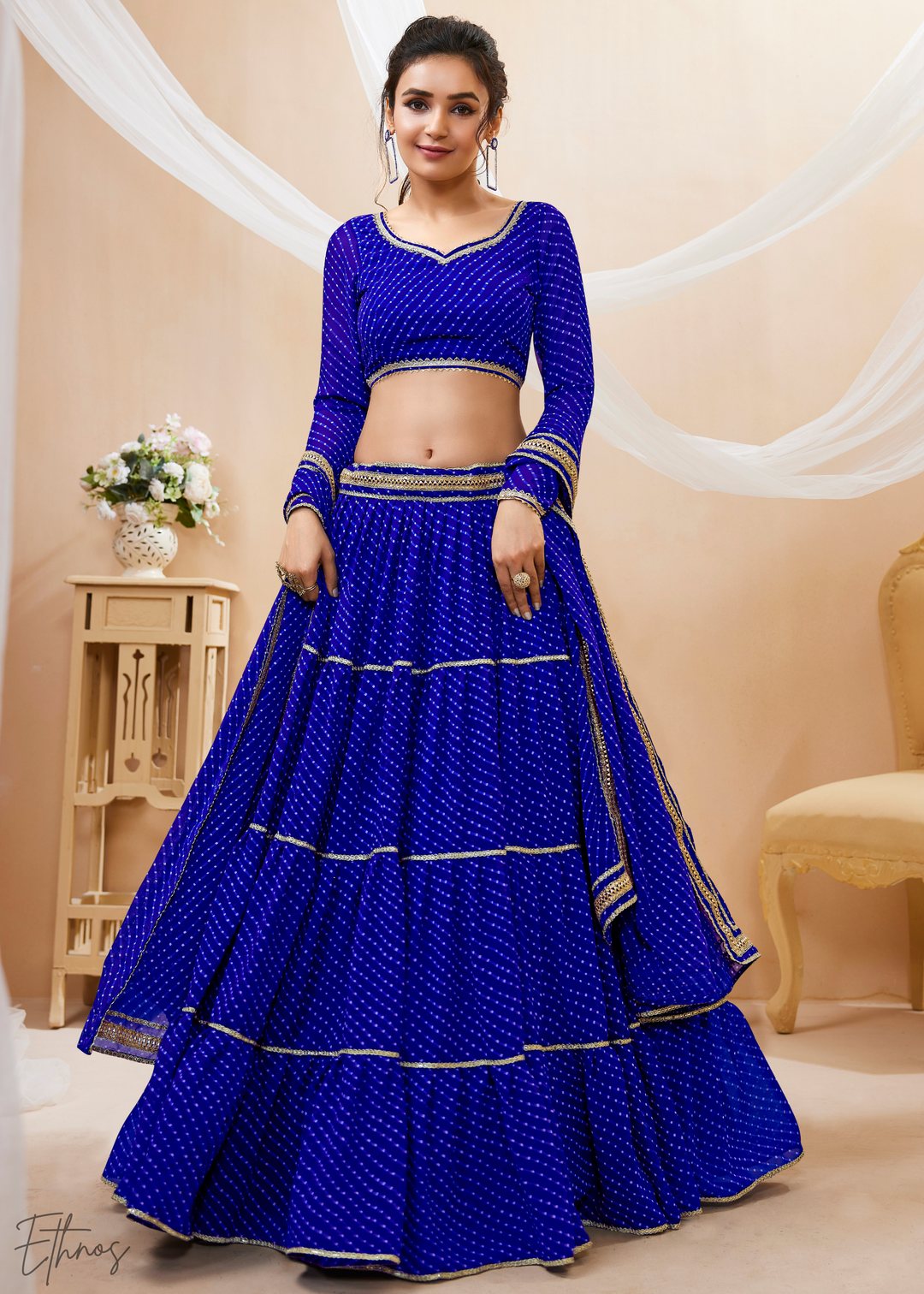 Moroccan Blue Georgette Lehenga Choli