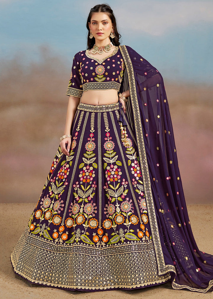 Purple Georgette Lehenga With Dupatta
