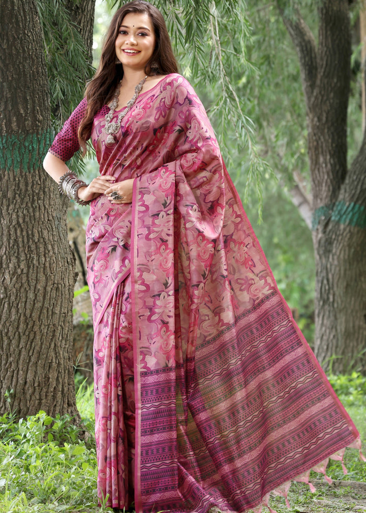 Rani Printed Cotton Silk Saree