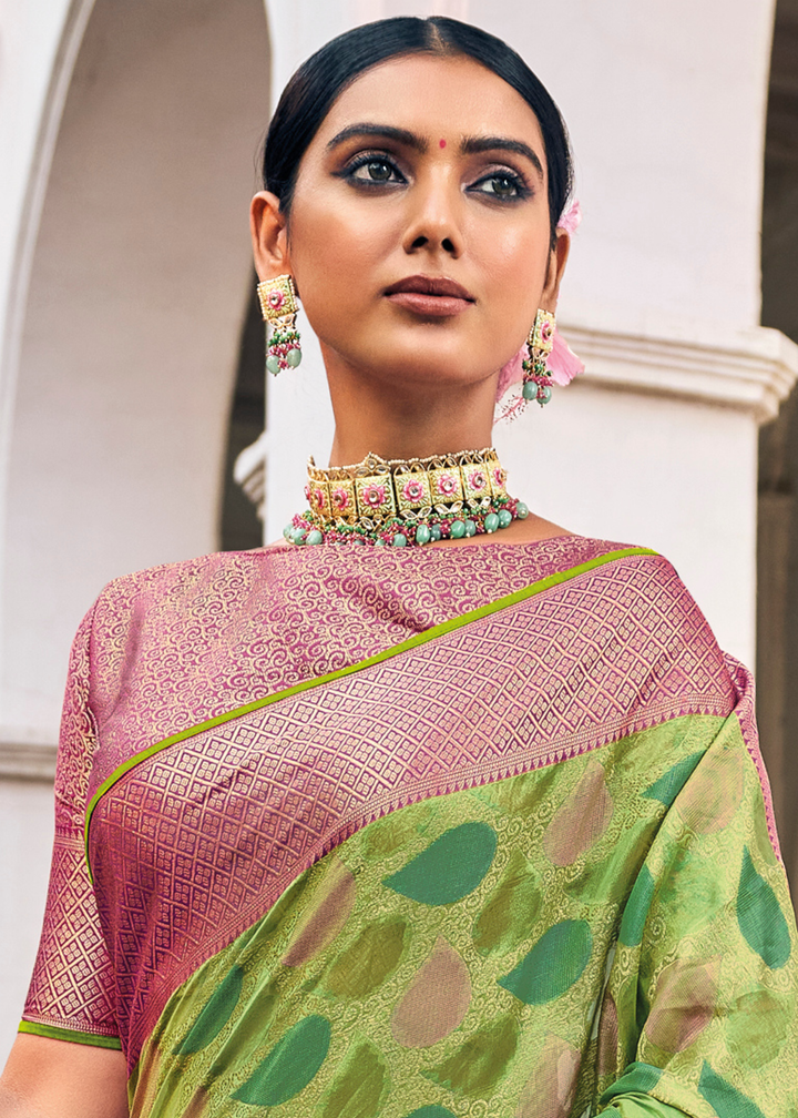 Shades Of Green Organza Silk Saree