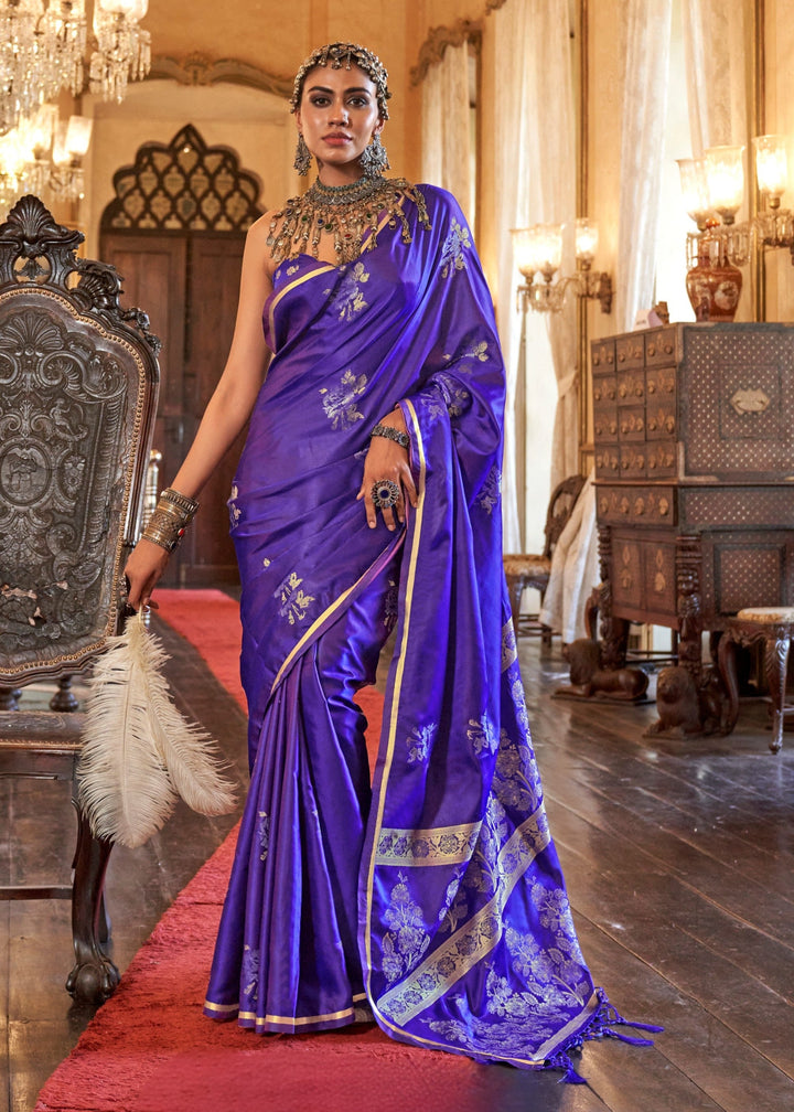 Lavender Satin Silk Saree
