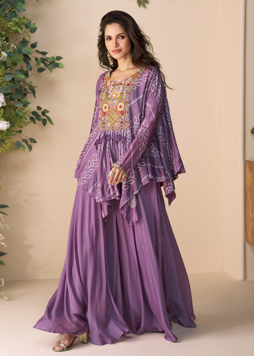 Lavender Purple Premium Chinon Silk Kurta with Pant