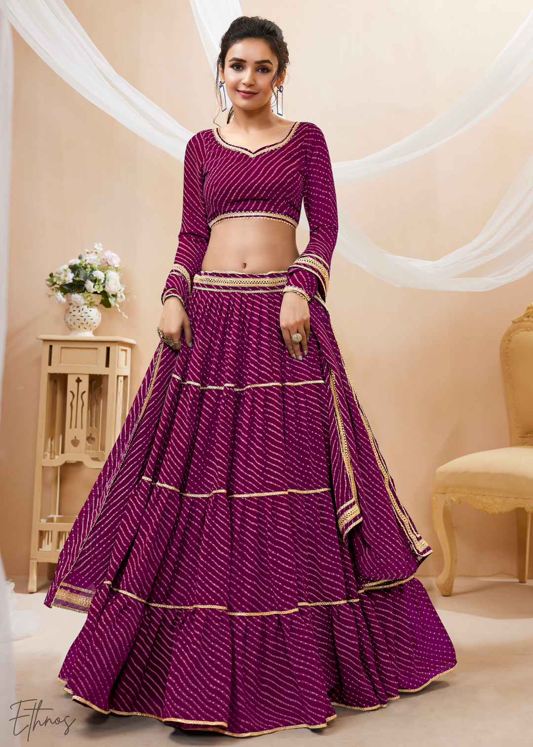 Damson Purple Georgette Lehenga Choli
