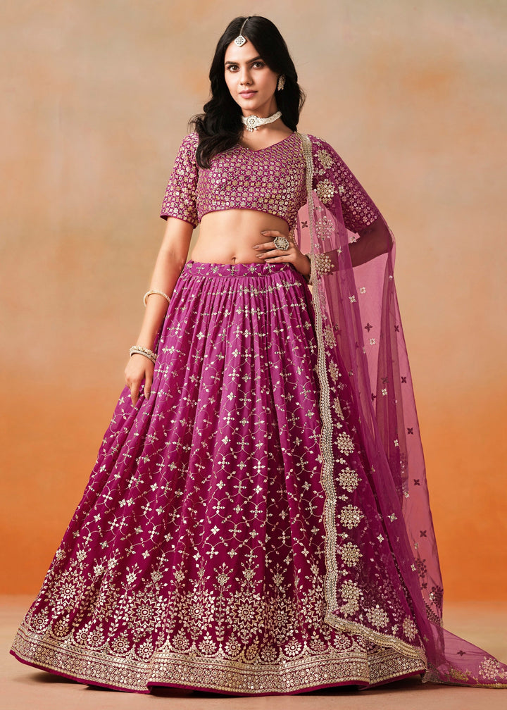 Red Pink Georgette Lehenga Choli
