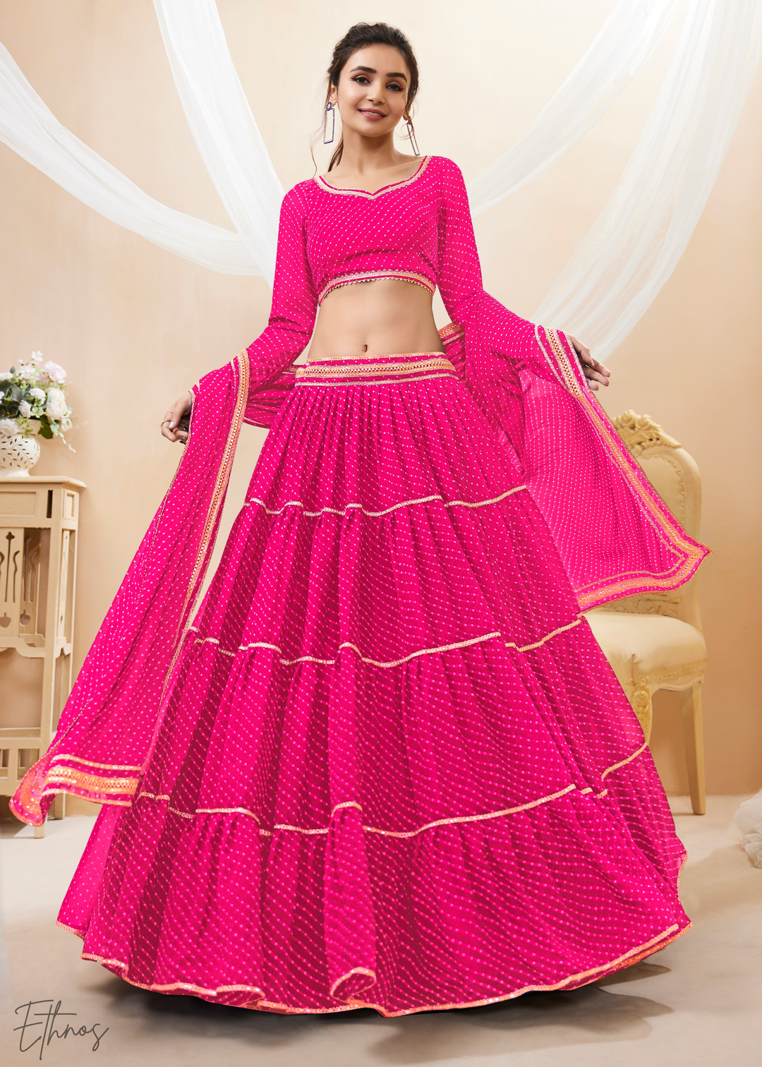 Fuchsia Pink Georgette Lehenga Choli