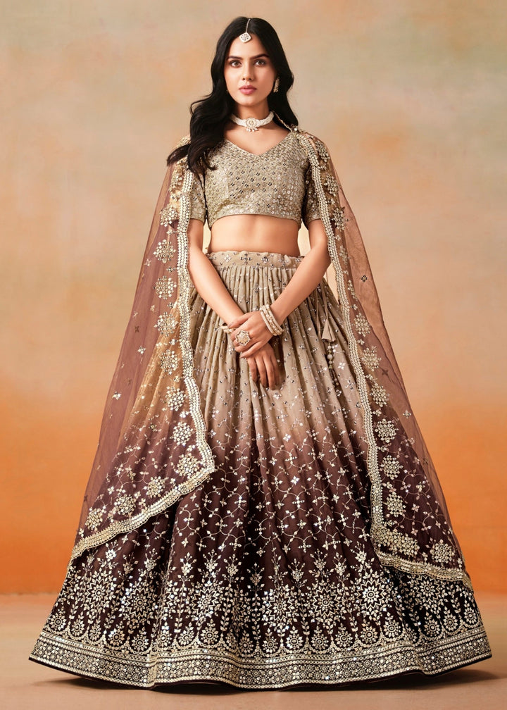 Brown Georgette Lehenga Choli