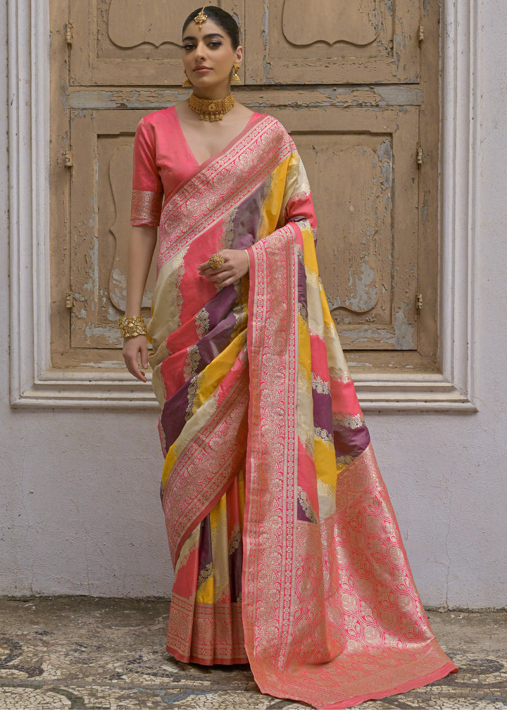 Yellow Leriya Zari Woven Saree With Contrast Pallu