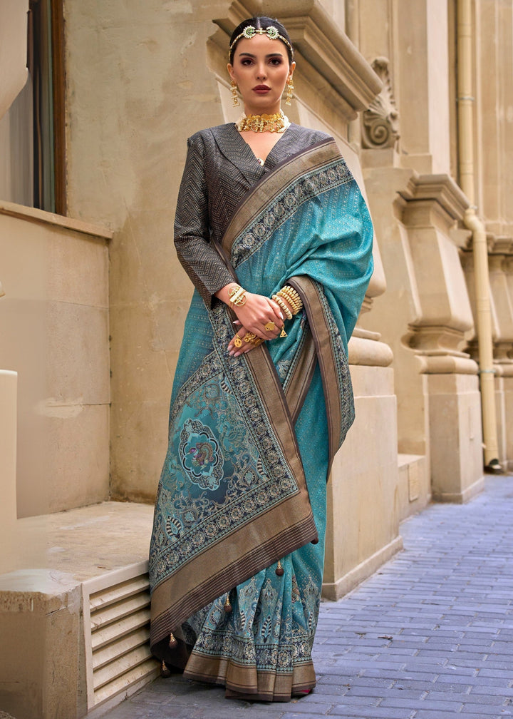 Sapphire Blue Poly Viscose Silk Saree