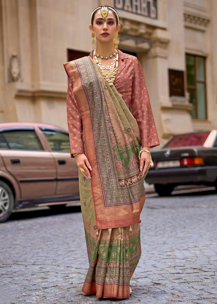 Moss Green Poly Viscose Silk Saree