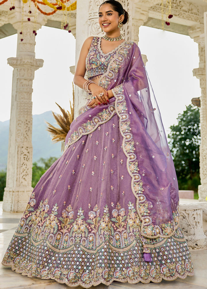 Purple Satin Silk Lehenga Choli