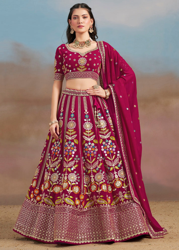 Pink Georgette Lehenga With Dupatta
